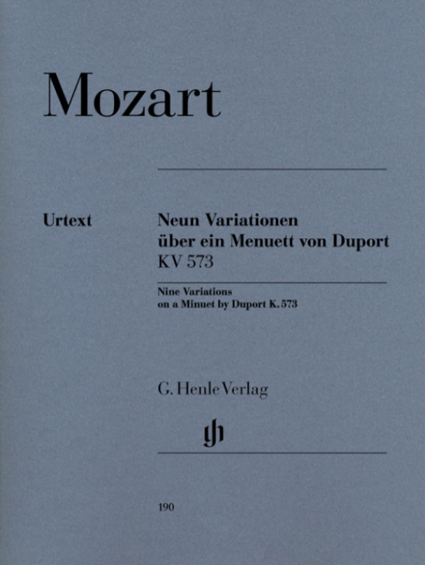 Mozart nine variations on a minuet by Duport K.573